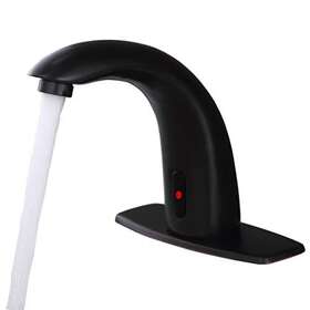 Fyeer 611677857479 Black Automatic Motion Sensor Touchless Bathroom Sink Faucet With Hole Cover