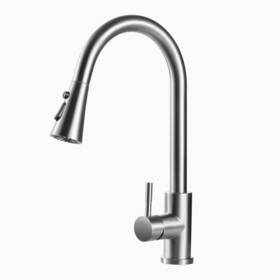 Slt-0024 Gaomasck Kitchen Faucet Stainless Steel Pull Down Brushed Nickel Sprayer 1 Hole
