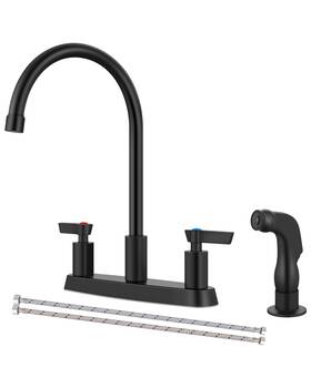 B0dytyrkdv Gbbne Matte Black Kitchen Faucet 2-handle 8 Inch Centerset With Pull-out Side Spraye