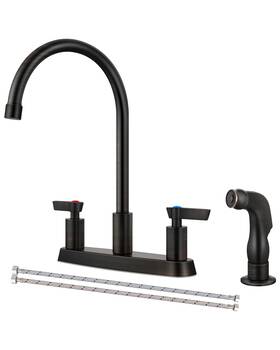 B0ffmsnww8 Gbbne Kitchen Faucet With Sprayer 2 Handle Sink Faucets 8 Inch Centerset