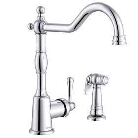 Gerber 313022920998 Opulence Single Handle Deck Mount Standard Kitchen Faucet With Side Spray In Chr