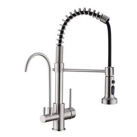 B0g1m3x9tk Gicasa Commercial 3 In 1 Spring Brushed Nickel Kitchen Faucet High Arc Single