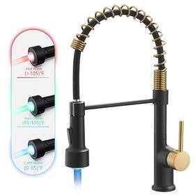 Gm1027bg Gimili Black And Gold Kitchen Faucet With Pull Down Sprayer Single Hole Sta Inch