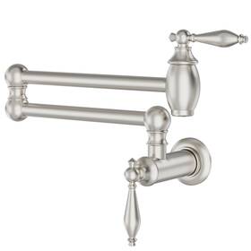 Gm1359-99n Gimili Brushed Nickel Pot Filler Faucet Wall Mount Double Joint Swing Arms