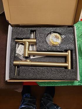 Th-8046bg Giving Tree Wall Mount Pot Filler Faucet Double-handle In Brushed Gold