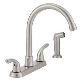 Glacier Bay 313015039034 Builders Double Handle Standard Kitchen Faucet With Side Sprayer In Stainless St