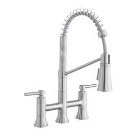 Glacier Bay 925699962689 2-handle Spring Neck Pull-down Sprayer Bridge Kitchen Faucet In Stainless Steel