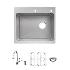 Glacier Bay 936084971993 Dolancourt Tight Radius 25 Inch Drop-in Single Bowl 18 Gauge Stainless Steel