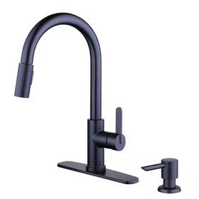 Glacier Bay 938529884615 Paulina 1 Handle Kitchen Faucet Pull Down Spray Matte Black W Soap