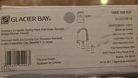 Hd67080w-1001 Glacier Bay Pritchard Spring Neck Pull-down Sprayer Bridge Kitchen Faucet Chrome