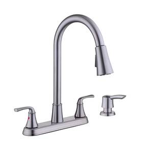 Hd67471w-1008d2 Glacier Bay Sadira Double Handle Pulldown Sprayer Kitchen Faucet With Soap In