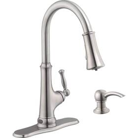 Hd67536-0508d2 Glacier Bay Touchless Led Single-handle Pull-down Sprayer Kitchen Faucet With Soap Dispenser