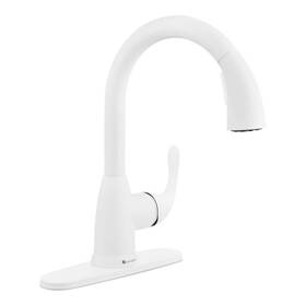 Hd67551-150602 Glacier Bay Dylan Single Handle Pull-down Sprayer Kitchen Faucet In Matte White