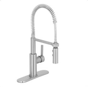 Hd67858-0008d2 Glacier Bay Statham Single-handle Coil Spring Neck Kitchen Faucet In Stainless Steel