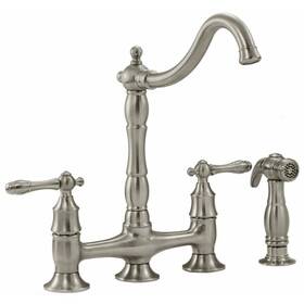 Hd852n05504 Glacier Bay Lyndhurst Double Handle Bridge Kitchen Faucet With Side Sprayer In Brushed