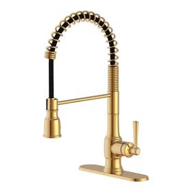 Hdqfp1b4232cz Glacier Bay Hoyt Spring-neck Single Handle Pull-down Sprayer Kitchen Faucet In Brushed Gold