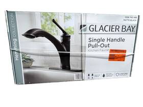 Hdqfp3c0001bl Glacier Bay Hemming 1-handle Pull-out Kitchen Faucet With Deckplate In Matte Black