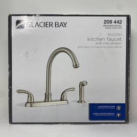 Hs81qc7f8bn Glacier Bay Builders 2-handle Standard Kitchen Faucet With Sprayer Brushed Nickel