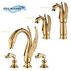 Gold Swan Bathroom Sink Faucet Waterfall Spout Lavatory Basin Vanity Mixer Taps
