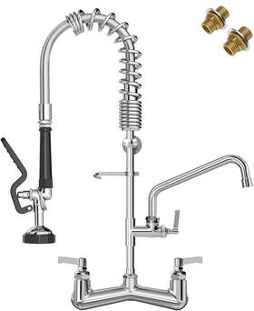 X003y2kvvp Gosifaca X003y2kvvp/12040747/g4 Commercial Faucet With Pre-rinse Sprayer 25 Inch Height 8 Adjustable Center Wall