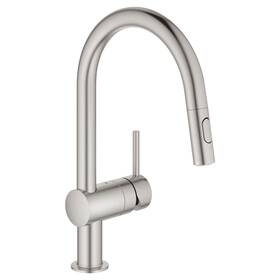 31378003 Grohe 31 378 3 Steel Minta 1.75 Gpm Single Hole Pull Down Kitchen Faucet