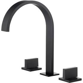 Grolta 606795601936 Matte Black Two Handles 3 Holes Waterfall Bathroom Sink