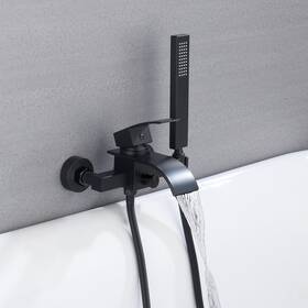Grolta 606795603411 Waterfall Wall-mount Bath Tub Filler Faucet With Handheld Black 8ft X 10ft