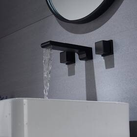 Grolta 606795604128 Waterfall Matte Black Wall Mount Dual Handle Bathroom Sink Yellow 5ft X 11ft