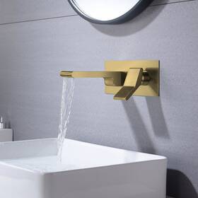 Grolta 606795604159 Brushed Gold Waterfall Wall Mount Single Handles Bathroom Chrome 5ft X 11ft