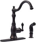Gs7705aclsp Kingston Brass Single Handle Kitchen Faucet With Side Sprayer Bronze