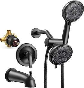 Emtj0731 Guangdong Qi Bo Sanitary Technology Co. Ltd Tub And Shower Faucet Set With Rough-in Matte Black Dual Tub/shower