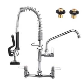 Ar7108400c-21 Guangzhoushibenhaoweiyuyouxiangongsi Commercial Kitchen Faucet Wall Mount With Pre-rinse Sprayer - Industrial