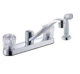 203412 Hd Supply Kitchen Faucet With Spray Two Acrylic Round Handle Chrome Deckplate 1.8gpm