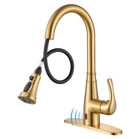Kbt0101g Heemli Touchless Pull Down Kitchen Faucet 1-handle Gooseneck With Deckplate Gold