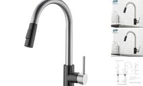 Hv501bs Heshan Hahn Sanitary Ware Co. Ltd. Hv601b Pull Down Kitchen Faucet With Abs Brushed And Black Style A