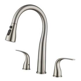 Jq-cf-3005-bn Heshanshijiaqidianzishangwuyouxiangongsi 3 Hole Kitchen Faucet With Pull Down Sprayer Double Handle High Brushed Nickel