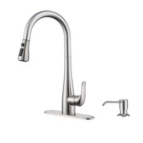 H801a Hghgk Kitchen Faucet With Soap Dispenser And Pull Down Sprayer - Stainless Steel Si