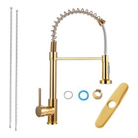 Lys-faucet02-gold Hiokay Llaves Para Fregaderos De Cocina Dorada Moderna Grifo Con Rociador Extraible
