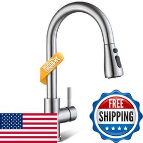 B094jh5qqv Hiqufet Brushed Nickel Kitchen Faucet With Pull Down Sprayer High Arc Single Handle