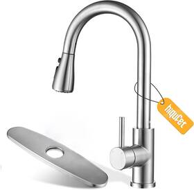 Hq618-01-05qh Hiqufet Brushed Nickel Kitchen Faucet With Pull Down Sprayer High Arc Rv Sink