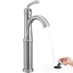 Hy-bf-16h-n Hoigy Brass Vessel Faucet Tall Bathroom Brushed Nickel - Classic