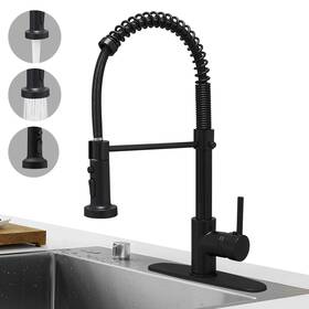Hoimpro 742939441195 Matte Black Spring Kitchen Faucet With Pull Down Sprayer Rv Si
