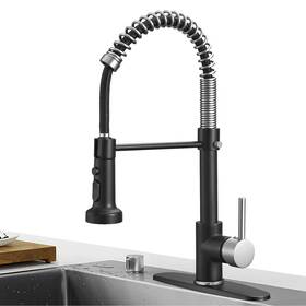 Hoimpro 742939495167 Matte Black&brushed Nickel Spring Kitchen Faucet With Pull Down Sprayer Rv P