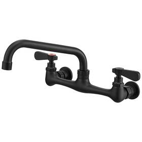 Hm-74253-8-b Homevacious Matte Black Commercial Wall Mount Faucet With 360 Swivel Spout