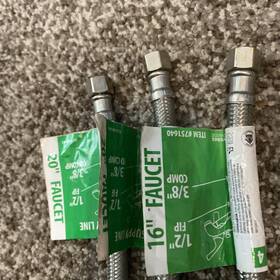 751640 Homewerks Faucet Connector Stainless 16 Inch 1 20 2 -1/2 Fip To 3/8 Lot Of 3