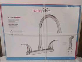 239963 Homewerks Worldwide Homepointe High Arch Kitchen Faucet 2 Handle Side Sprayer Chrome Finish
