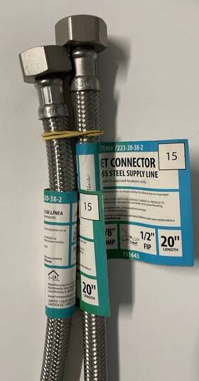 751643 Homewerks Worldwide 2-pk. Faucet Connector 3/8 Inch Comp X 1/2 Fip 20