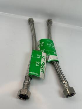751648 Homewerks Worldwide 12 Inch Faucet Braided Hoses Lot Of 2 1/2 Fip - New