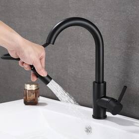 B0c893qdj6 Huahua Lala Huahualala Matte Black Bathroom Faucet With Pull Out Sprayer For Sink 1 Hole Bra
