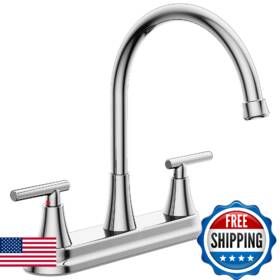 B0dpqy7jl1 Hurran 2-handle Kitchen Faucet 8in High Arc 360 Swivel Stainless Steel Chrome